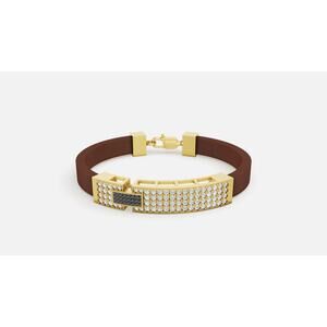 1.77 ctw Diamond Rubber Bracelet Yellow Gold Men's Bracelet